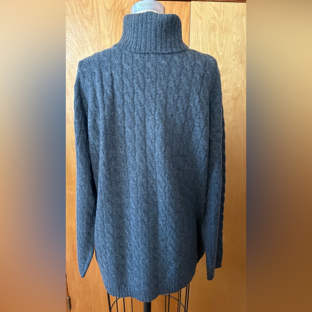 Charter club 2 ply cashmere cable knit turtleneck sweater size L new